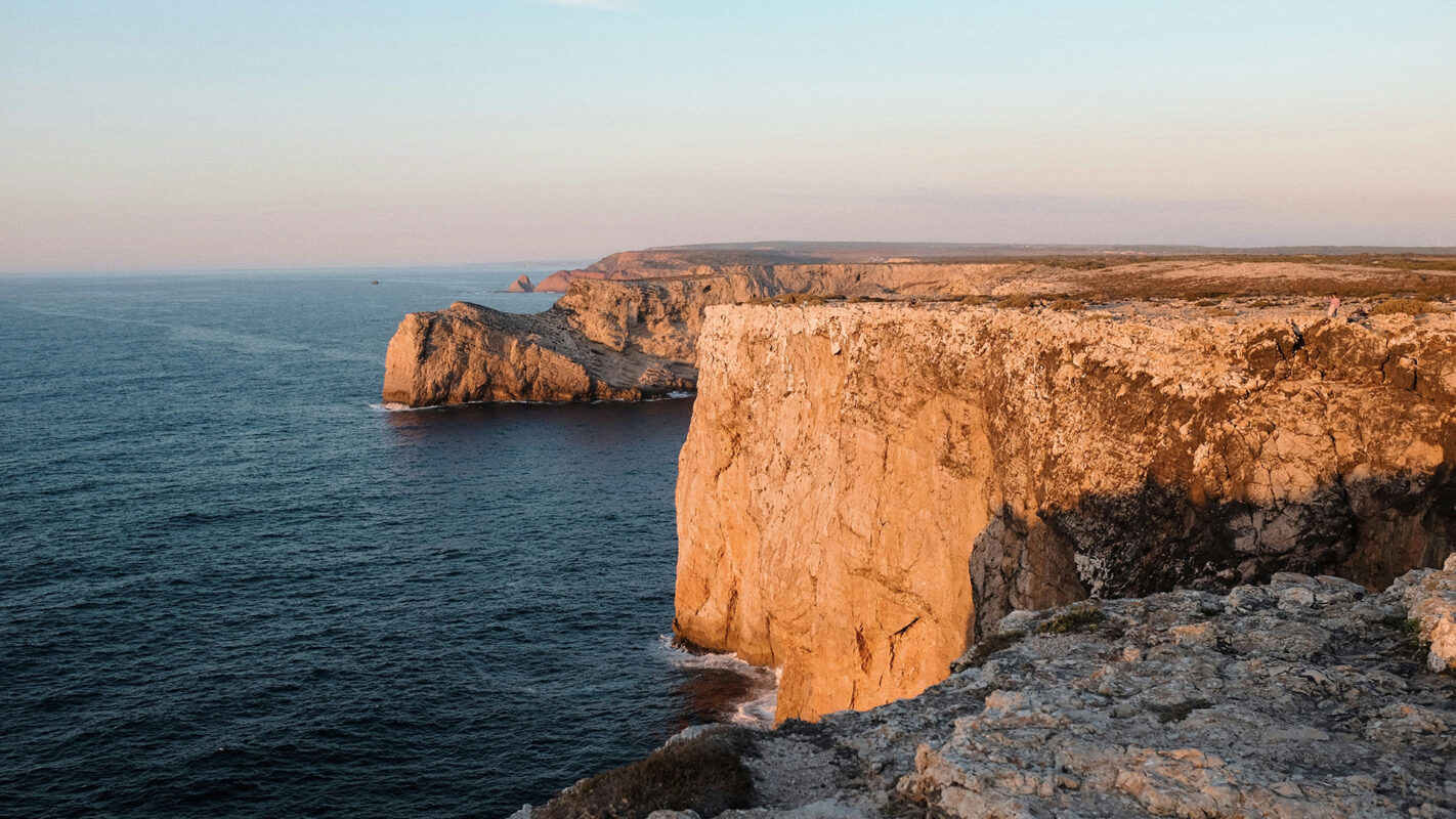 View on the cliffs at Cabo de Sao Vicente, Portugal Algarve