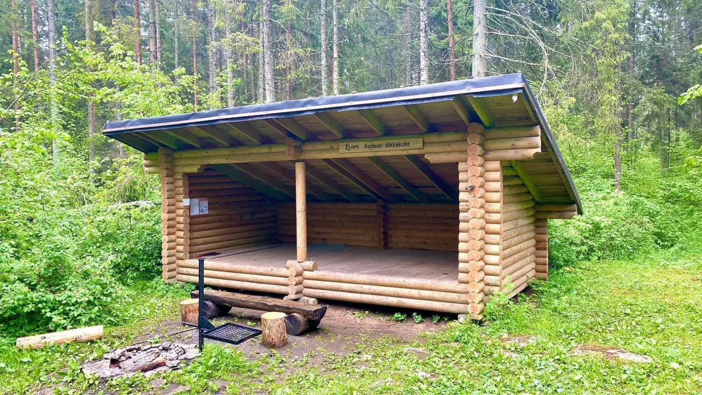 Shelter in Estonian forest for hikers