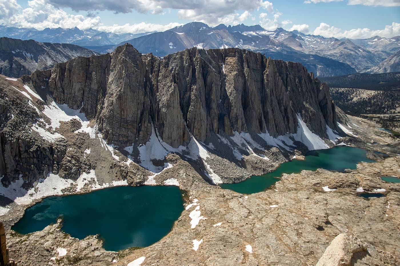 alpine lake with rugged peaks