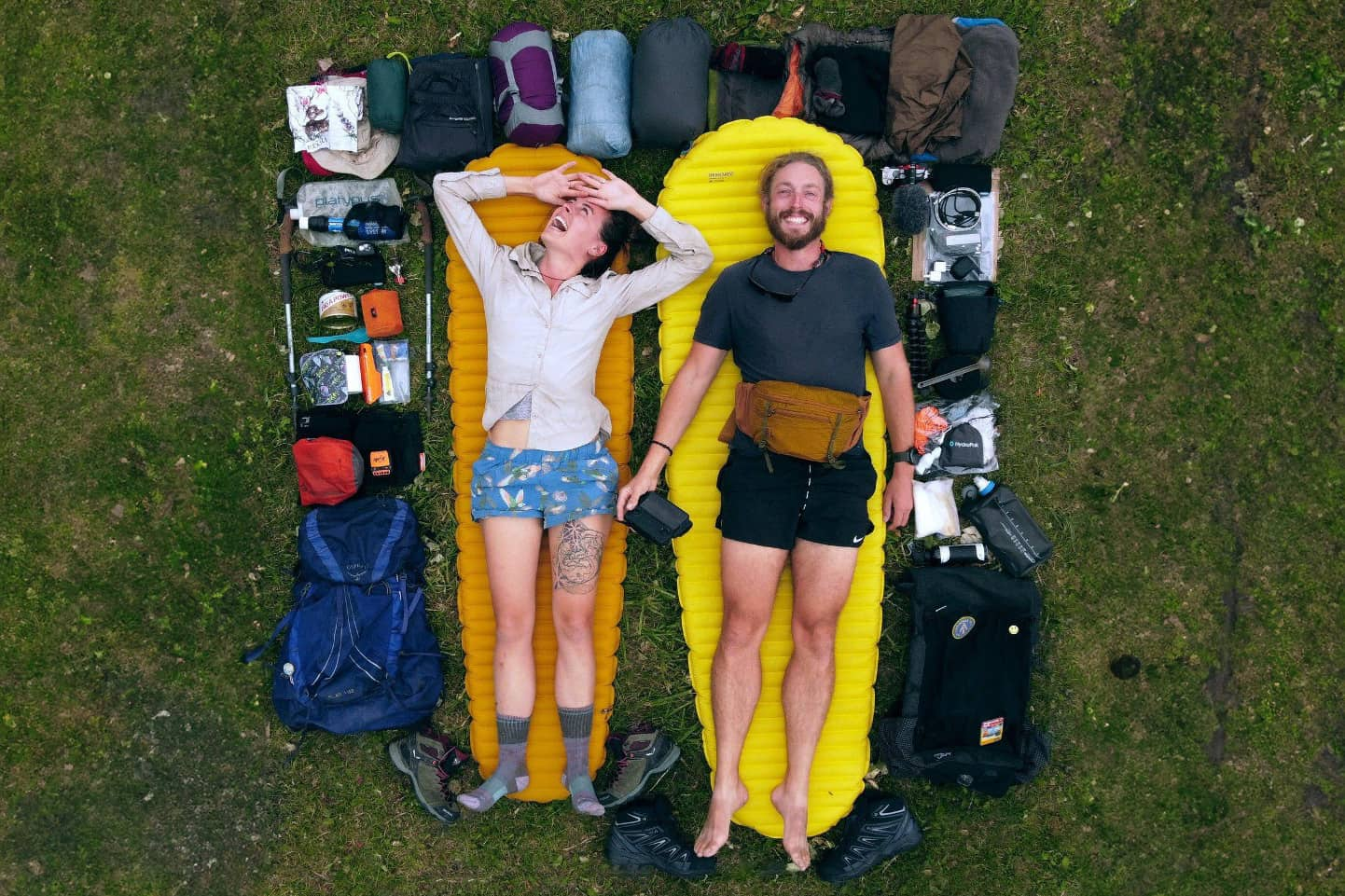 top down view of two people lying down