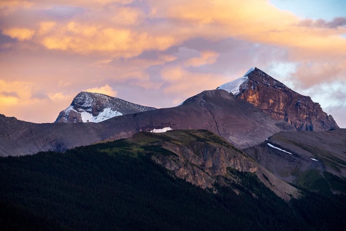 Mountain ridge during sunset