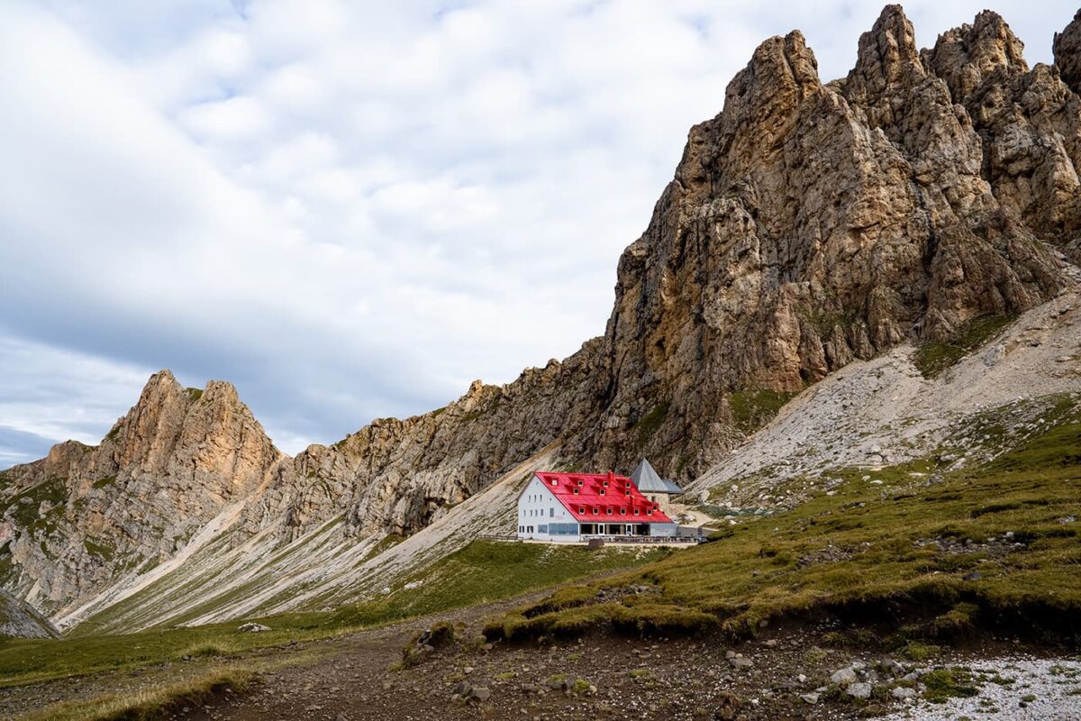 Mountain hut in the dolomites mountains