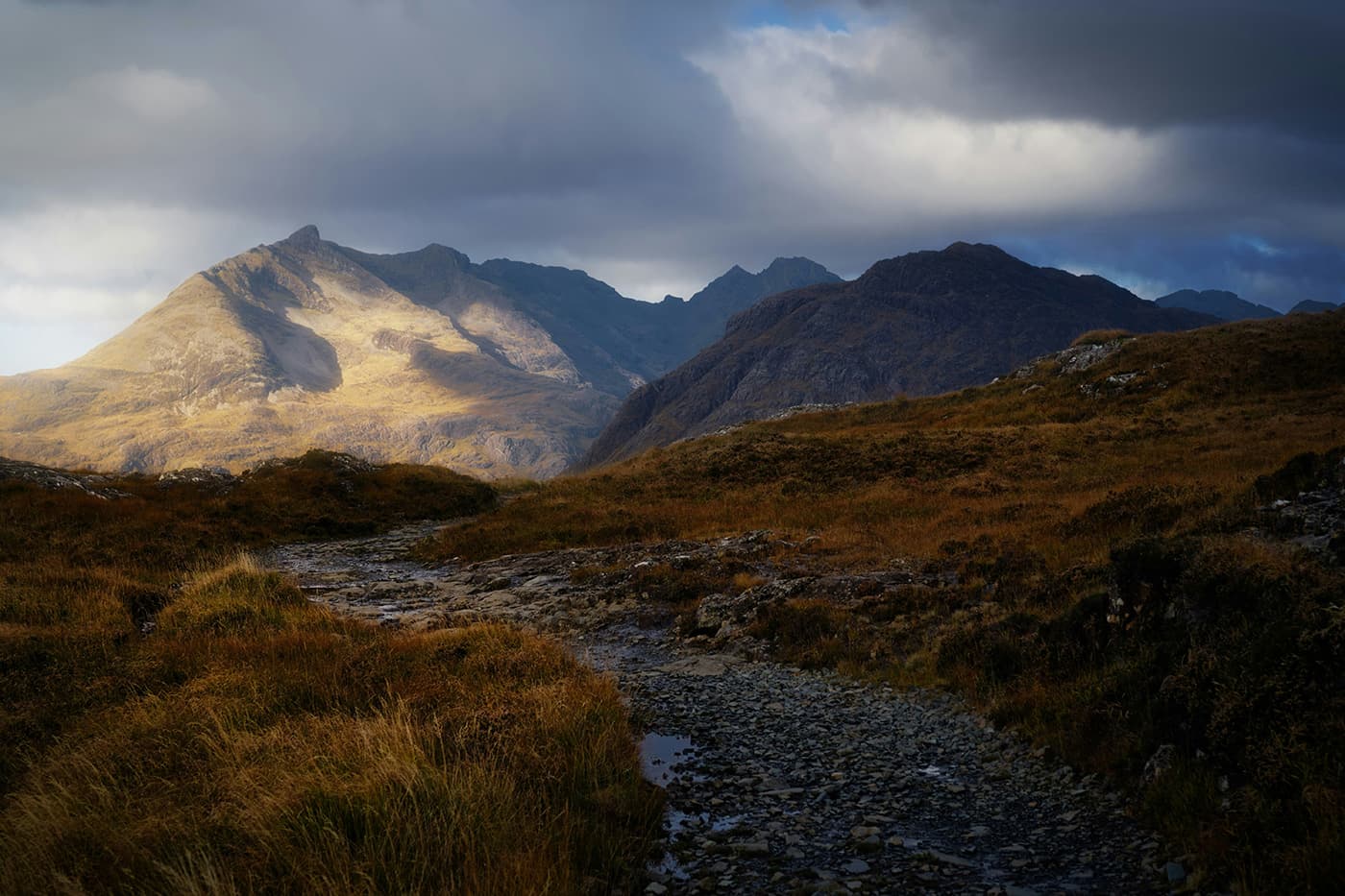 unpaved hiking trail in Scottish highlands