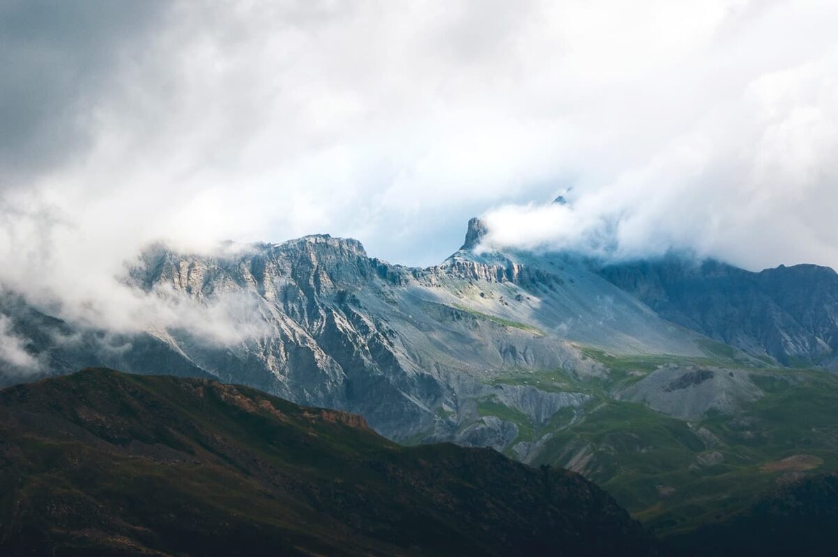mountain tops covered in clouds in Mercantour