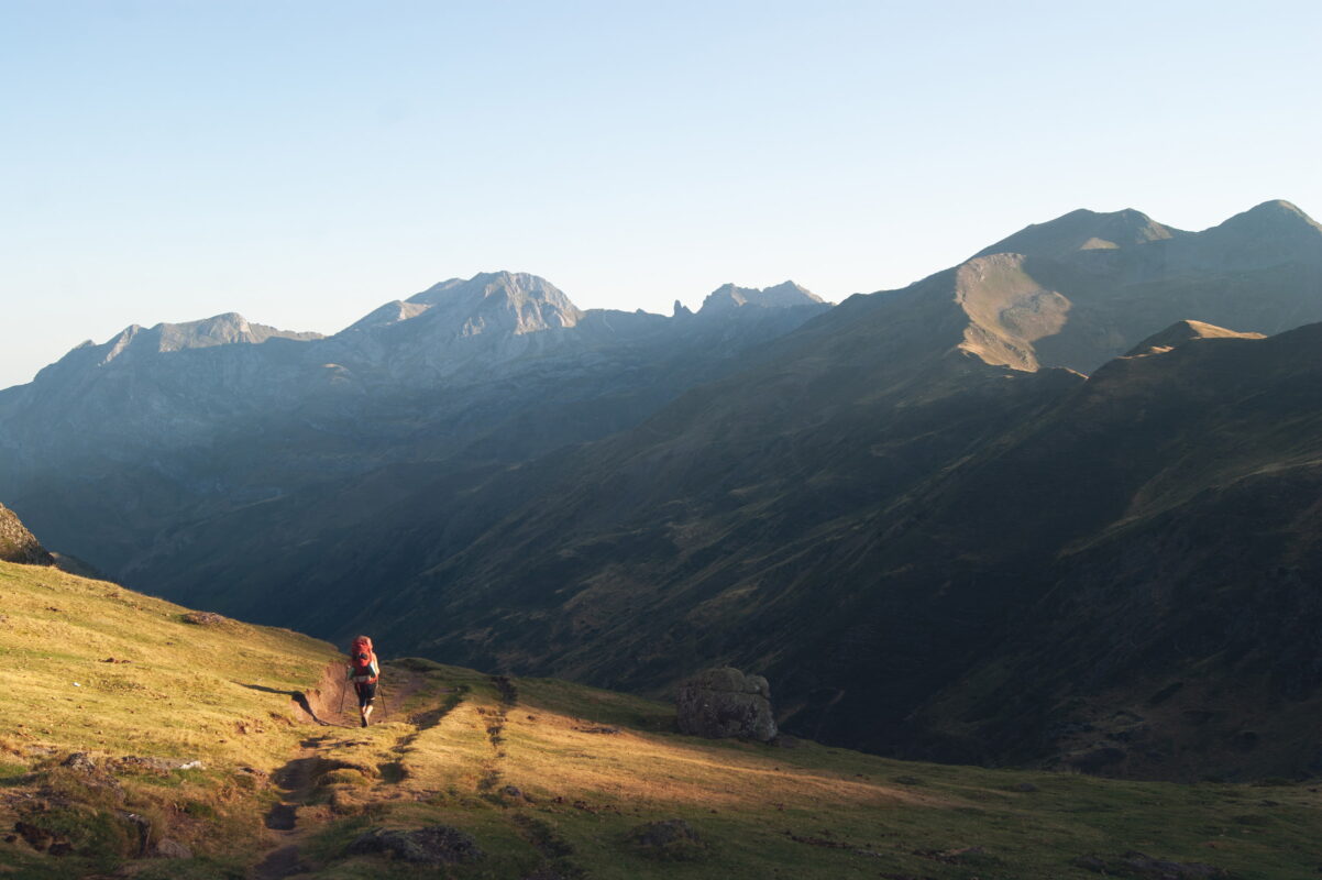 Early morning sunshine in the pyrenees mountains