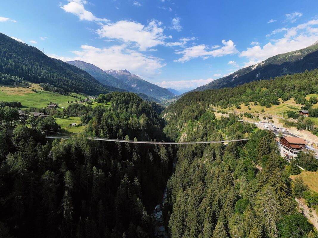 suspension bridge over valley