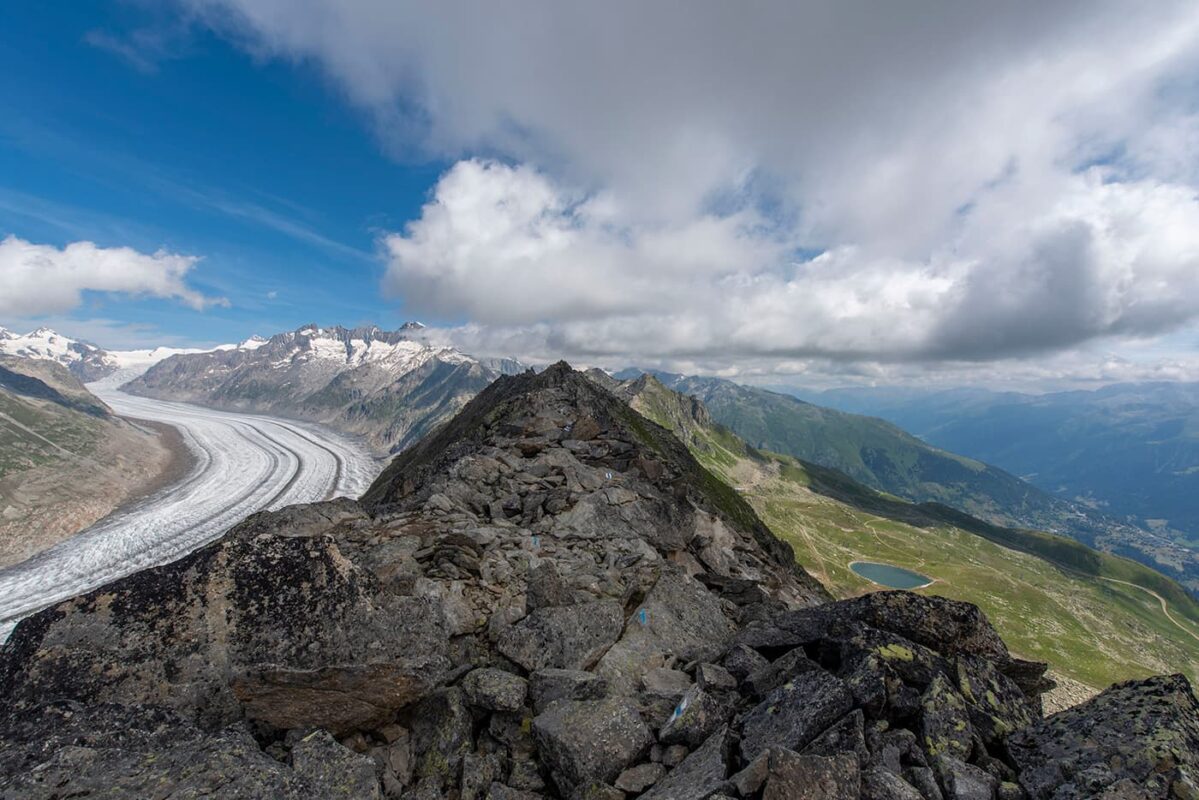 panoramic view of mountain glacier