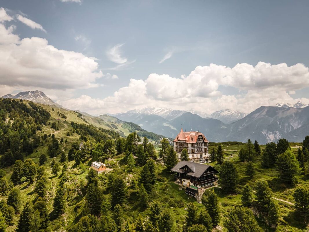 luxury hotel in the mountains during summer