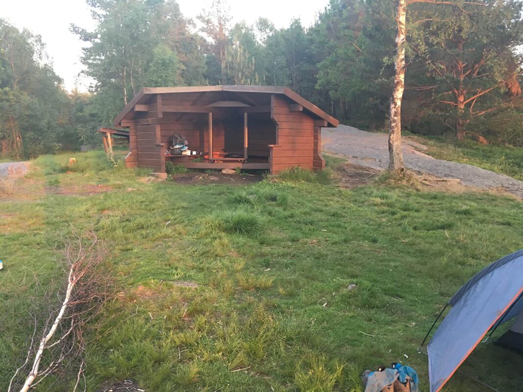 wooden shelter in nature