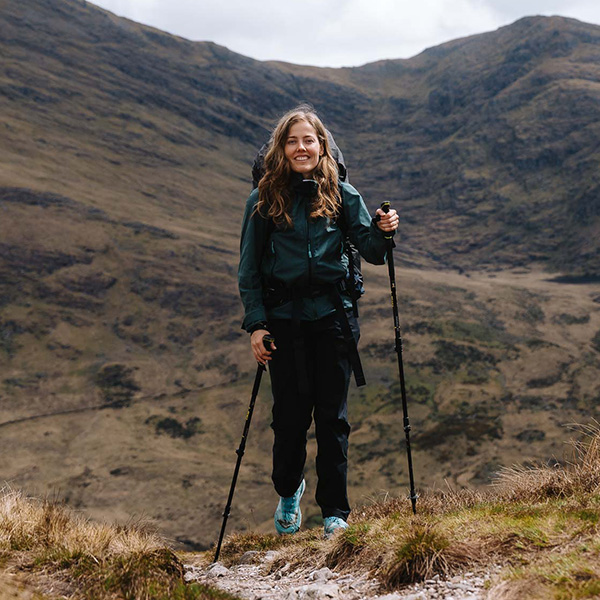 women hiking with hiking poles