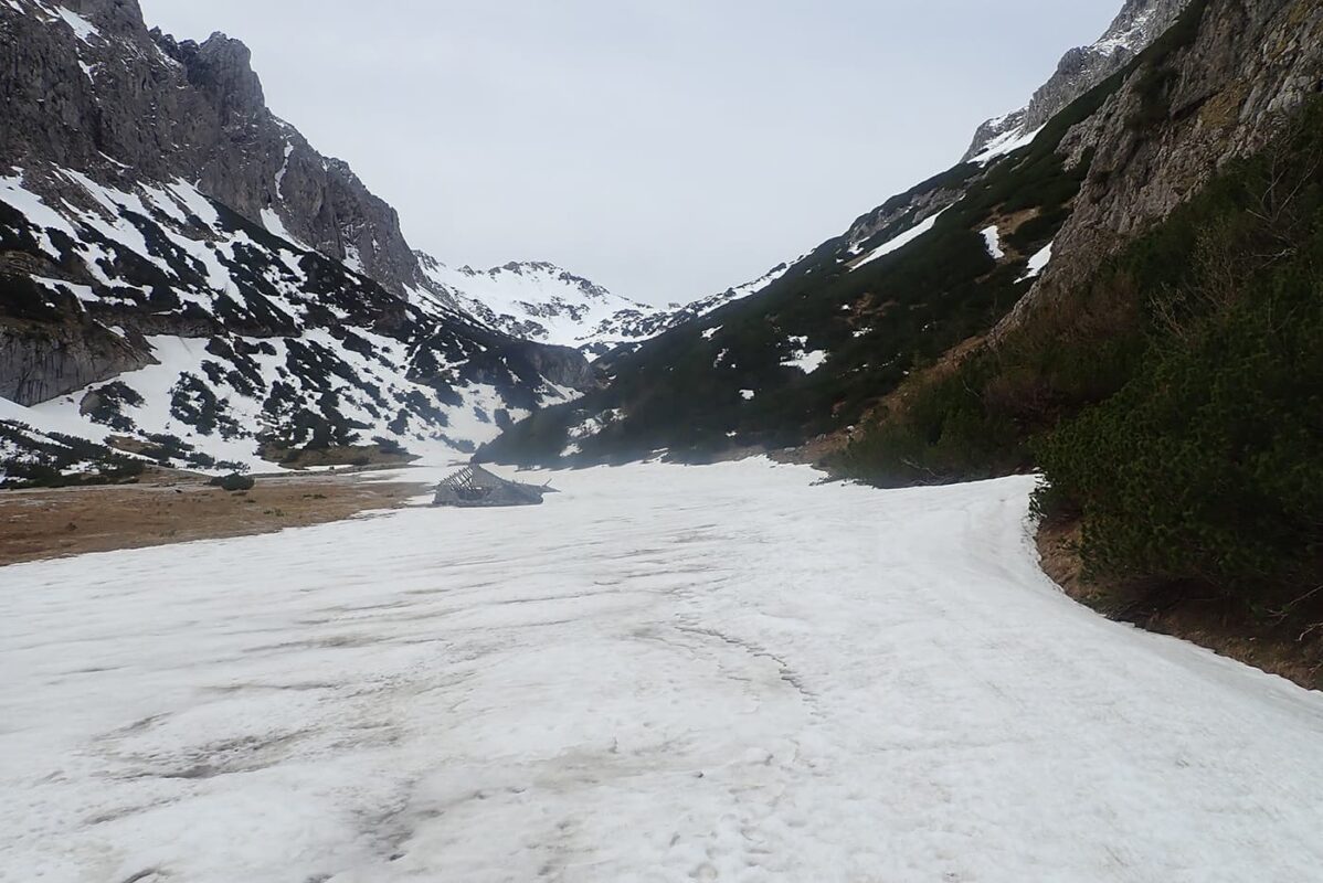 snowy mountain valley