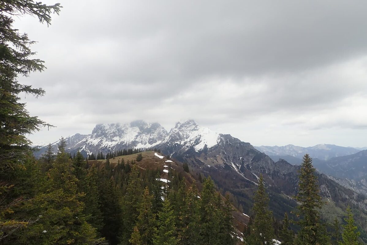 panoramic view of Austrian alps covered in snow