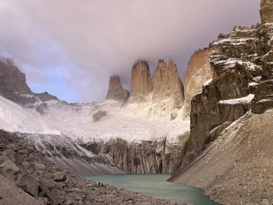 rugged mountain peaks near body of water