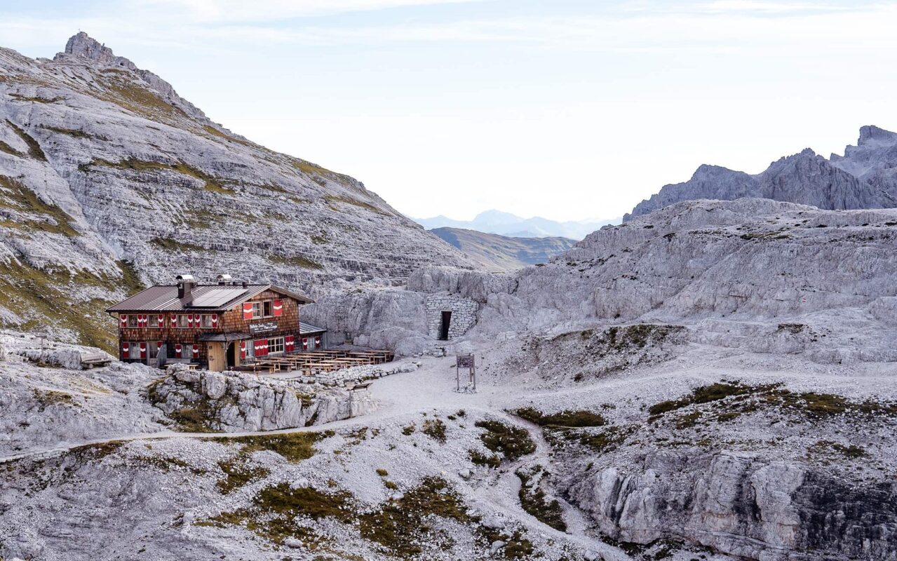 small mountain hut in the dolomites