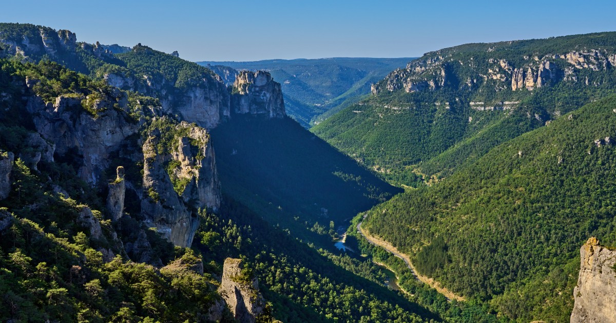 Green valley in France on the HexaTrek