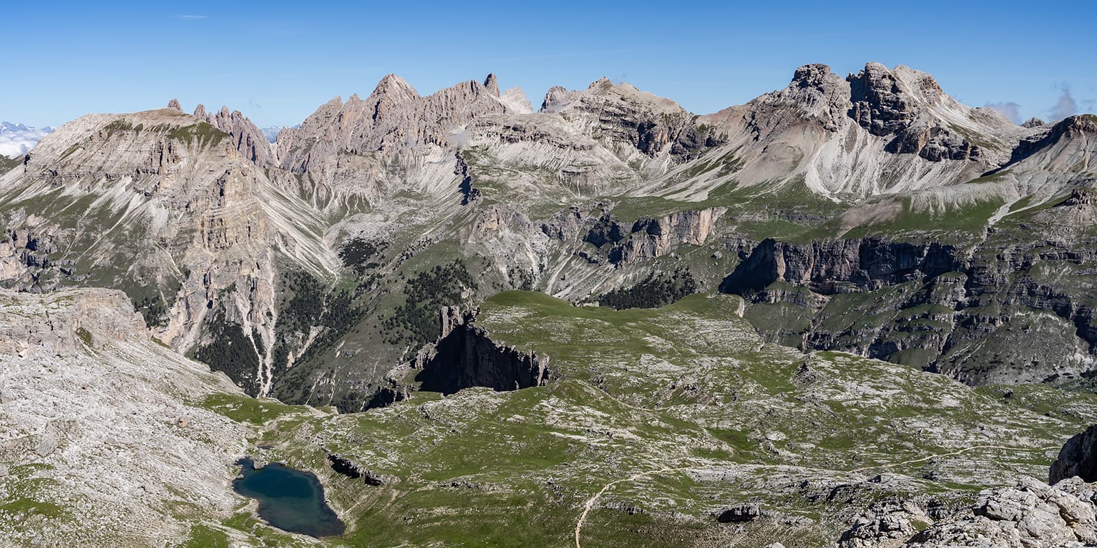 panoramic view of dolomites mountains