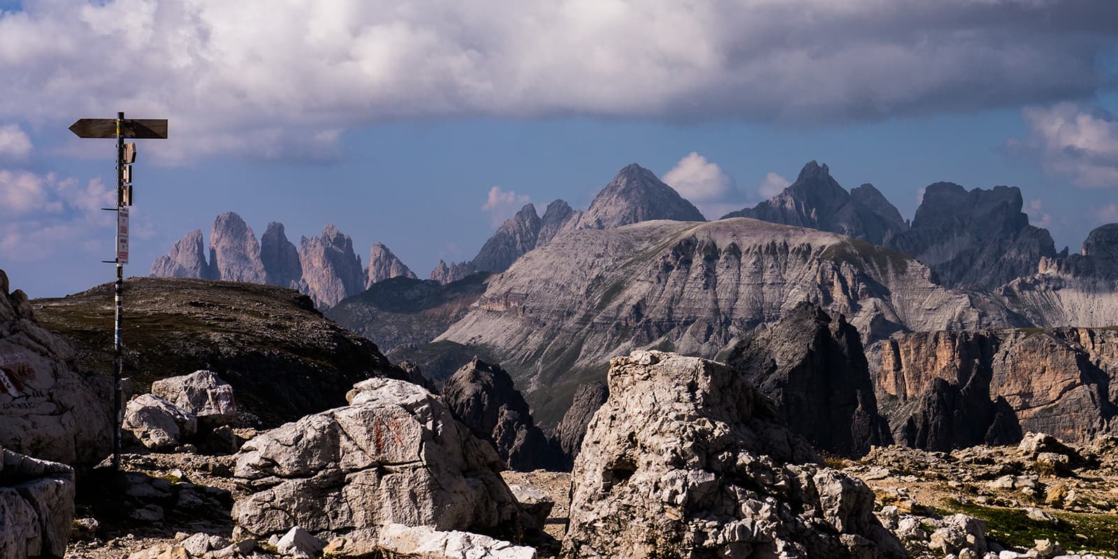 rugged mountain peaks in the dolomites on the Alta Via 2