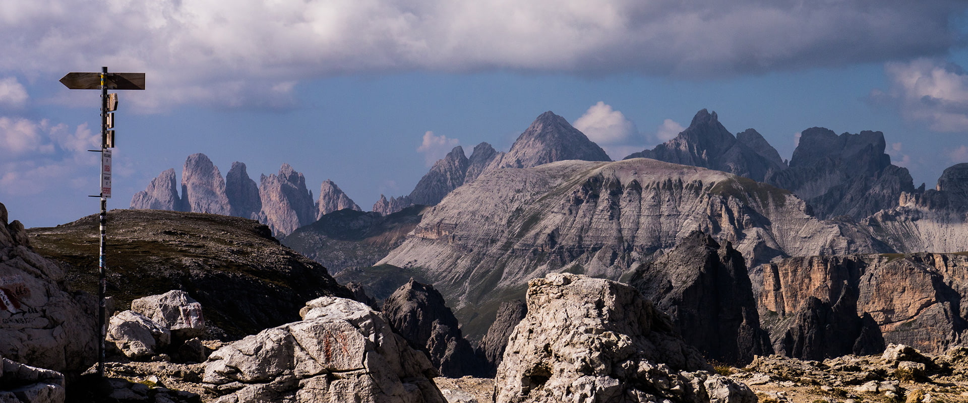 rugged mountain peaks in the dolomites on the Alta Via 2