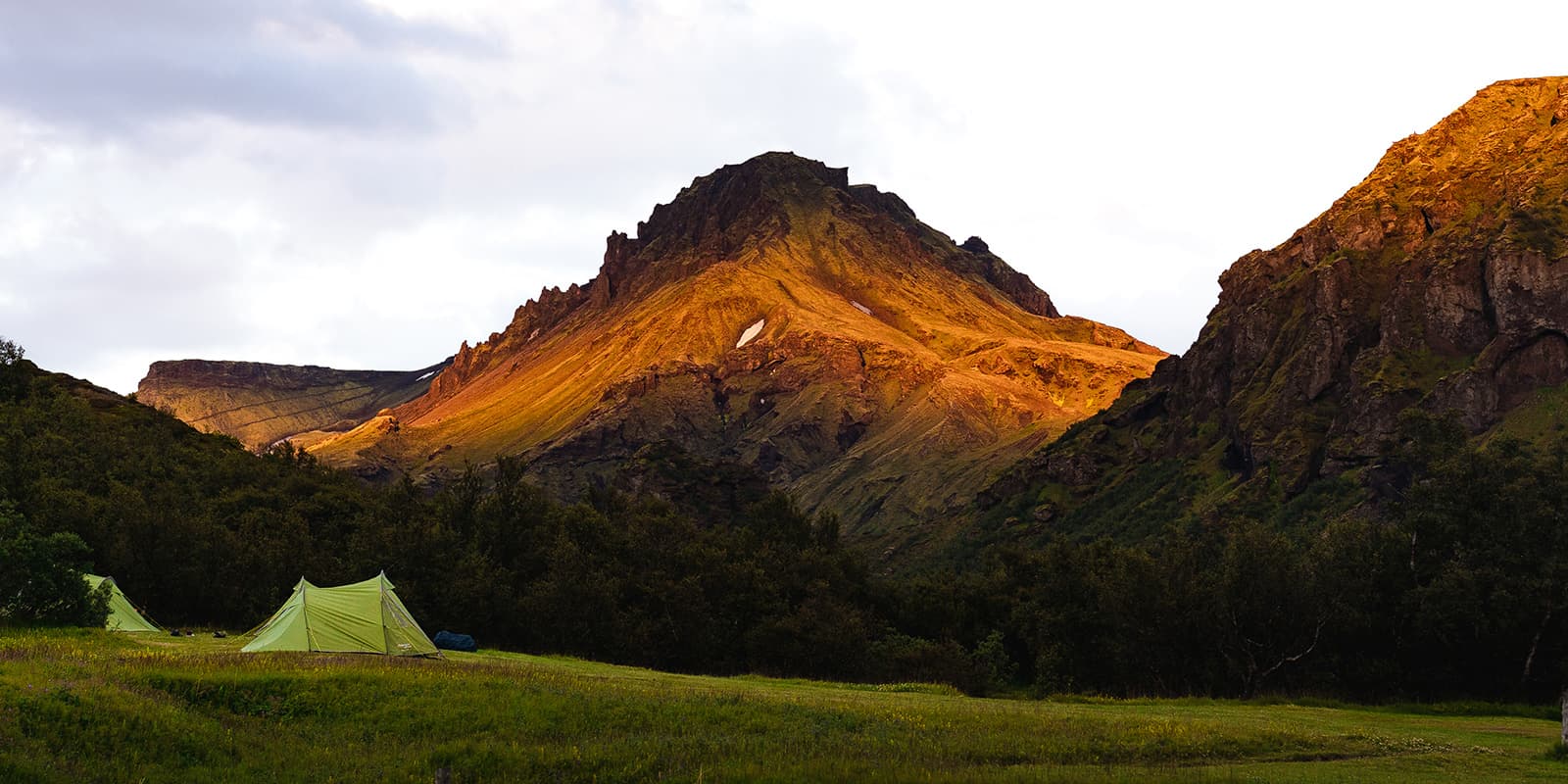 sunset on campsite in Iceland