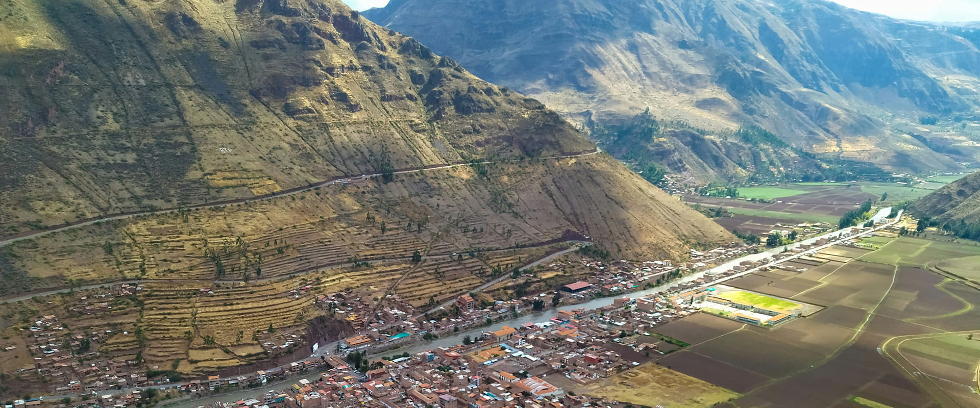 town of Pisac in Peru near the mountains