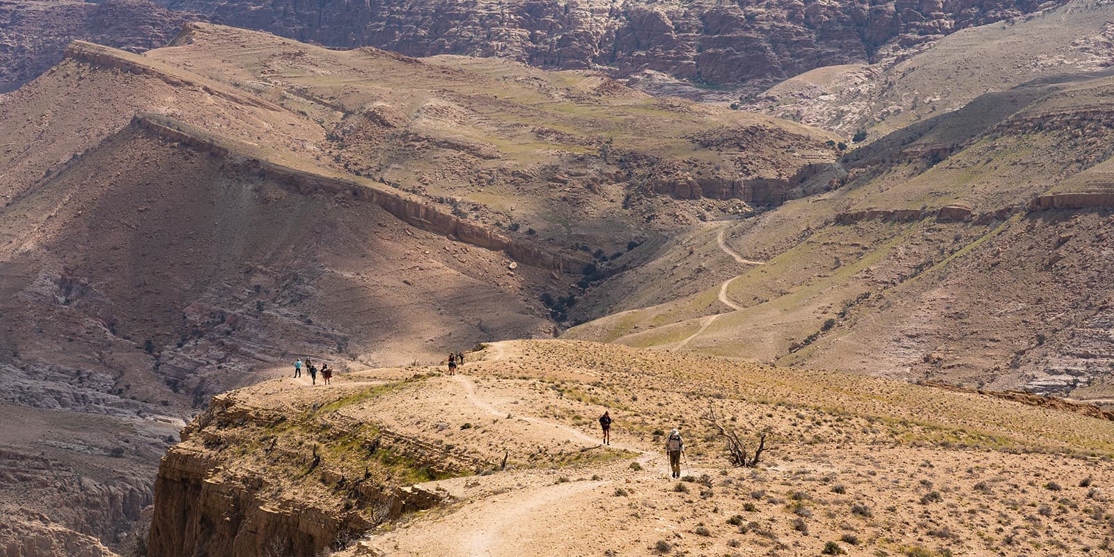 hiking trail in dry desert in Jordan