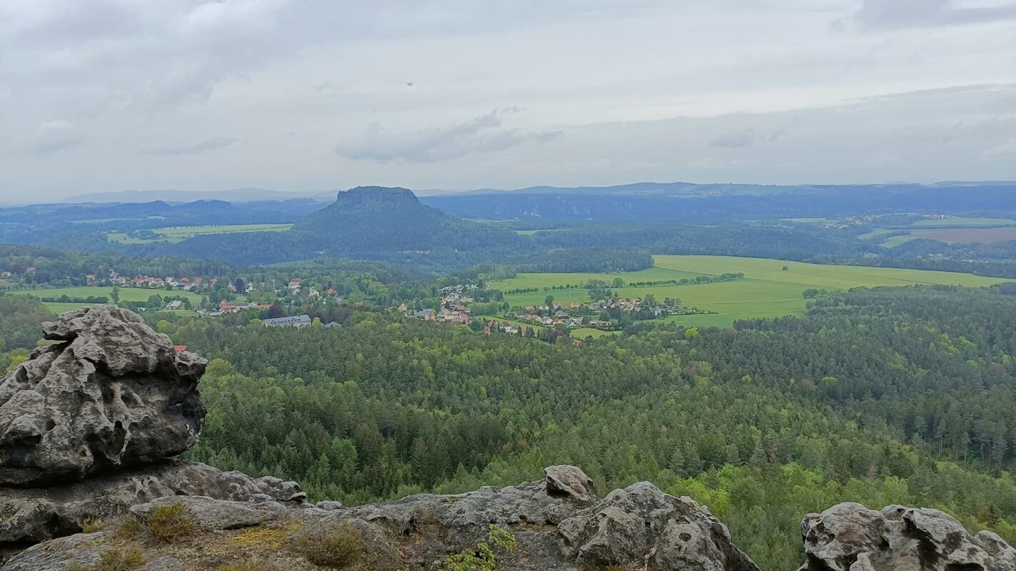 rock formations and green landscape on the Malerweg