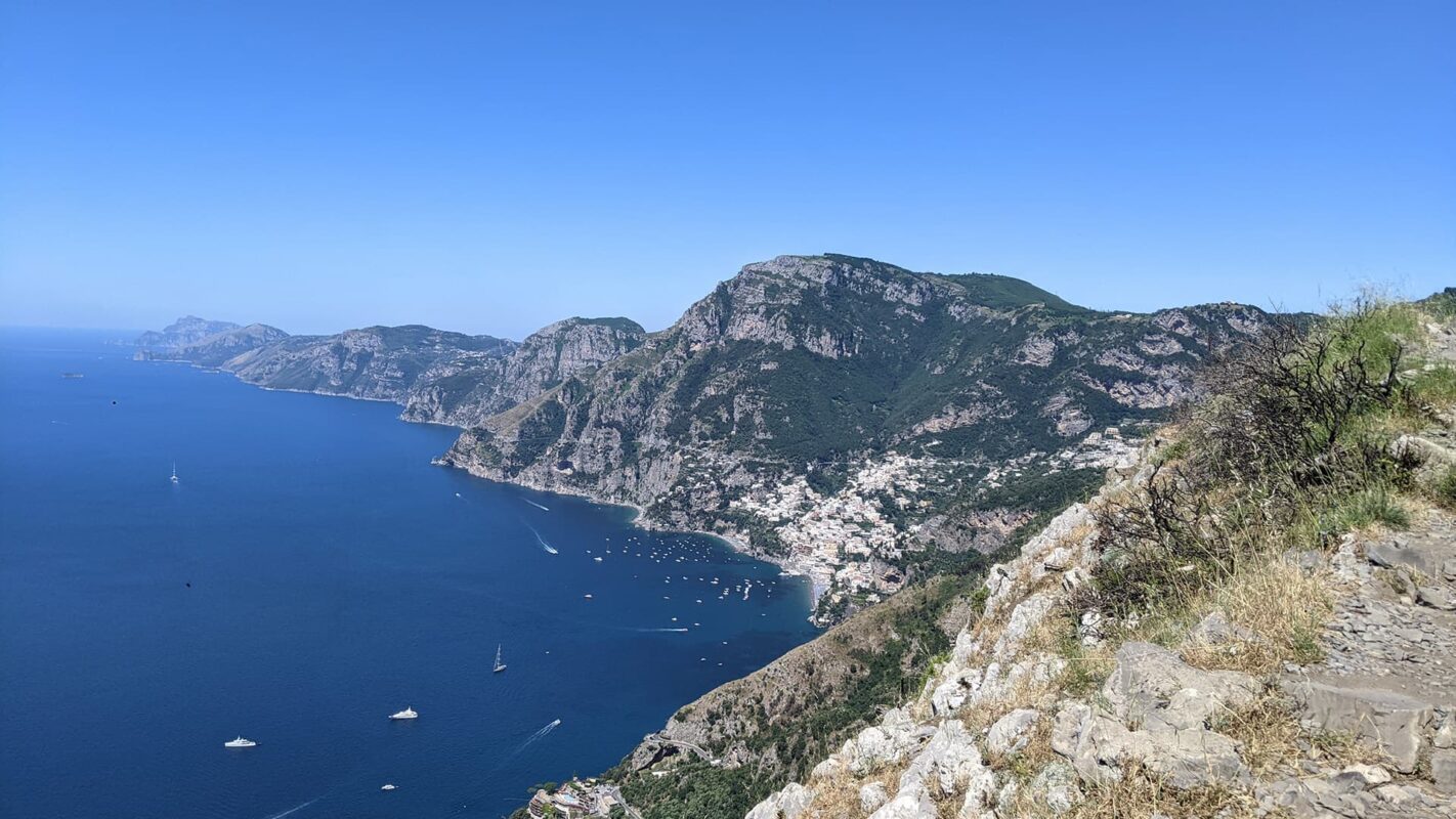 panoramic view of coastline near the Amalfi coast