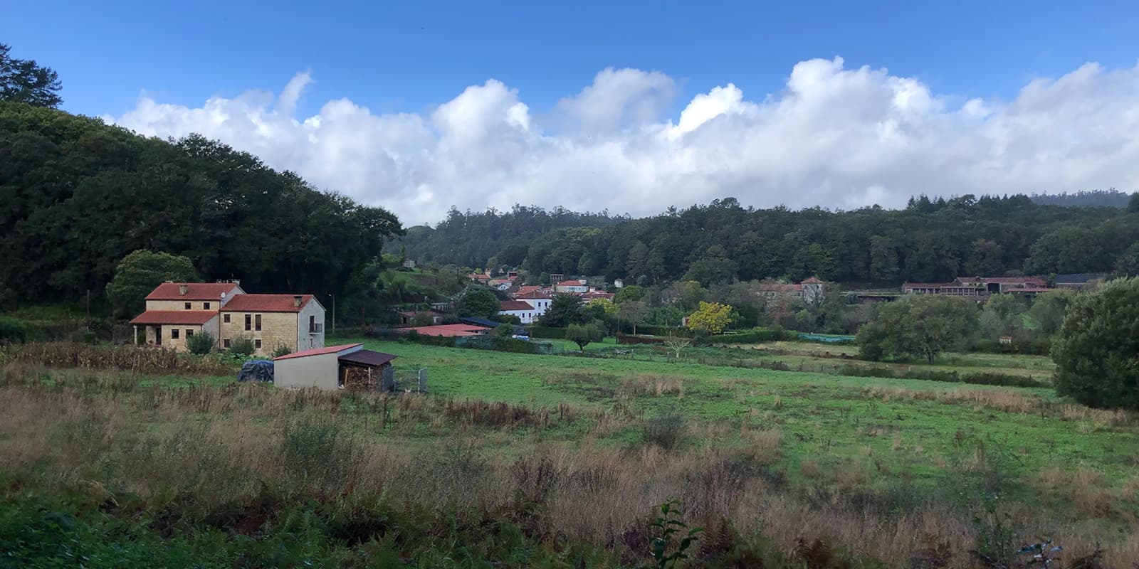 small Spanish town along the Camino Finisterre trail