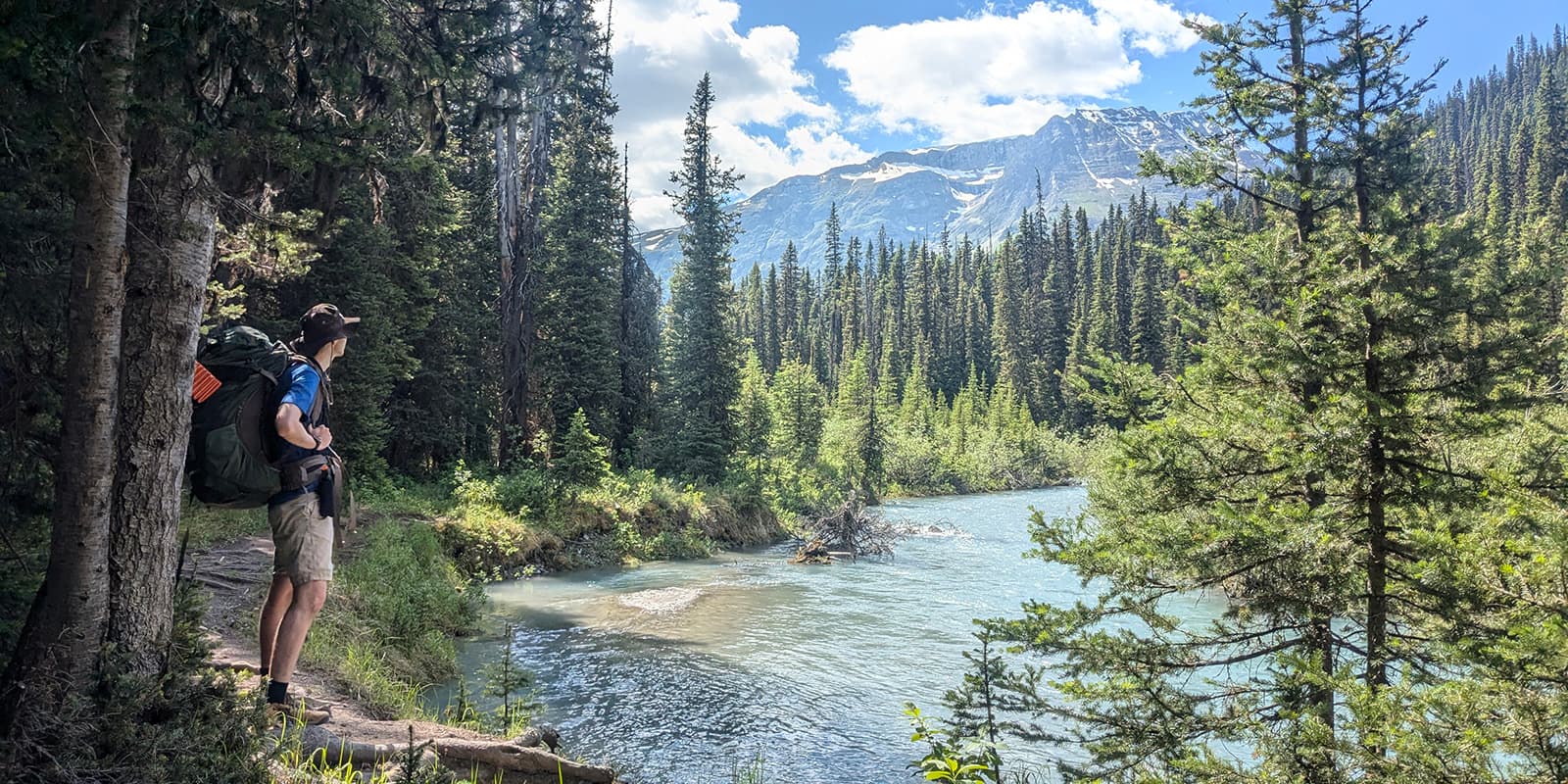 person hiking on the Rockwall trail in Canada