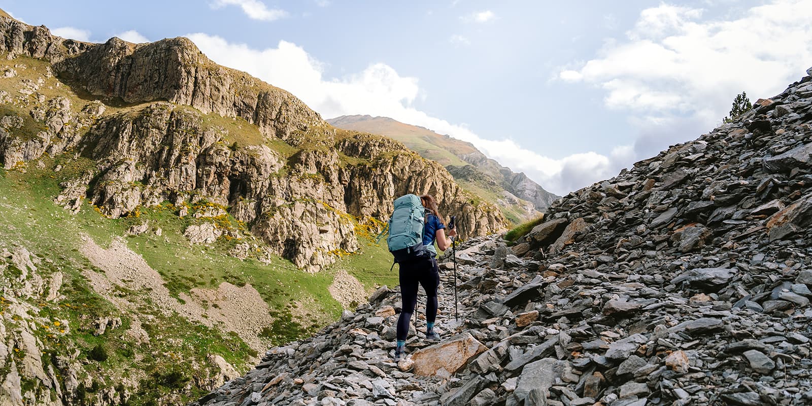 women hiking on rocky surface