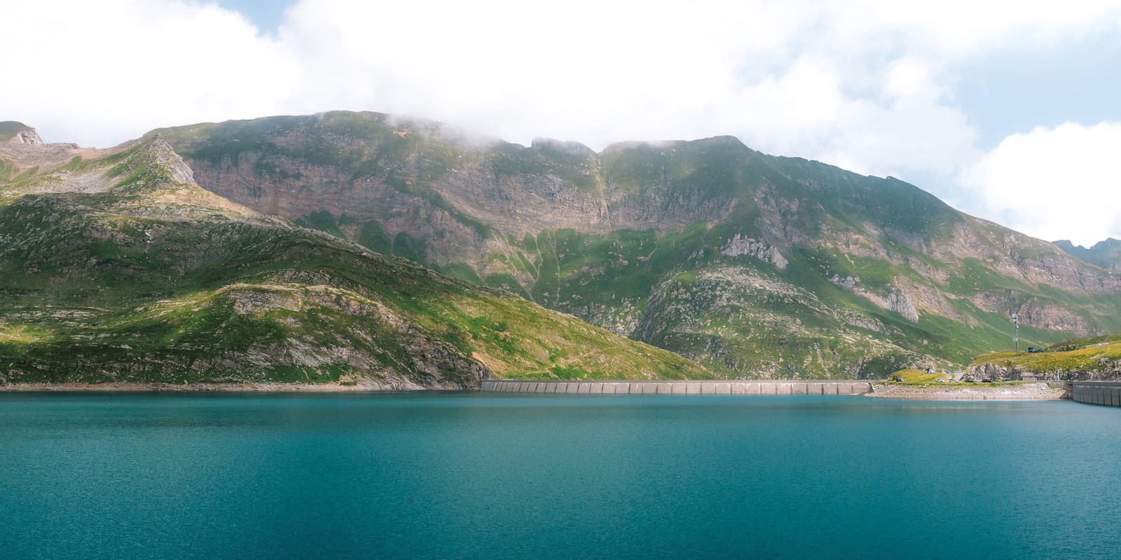 blue lake near mountains in Switzerland