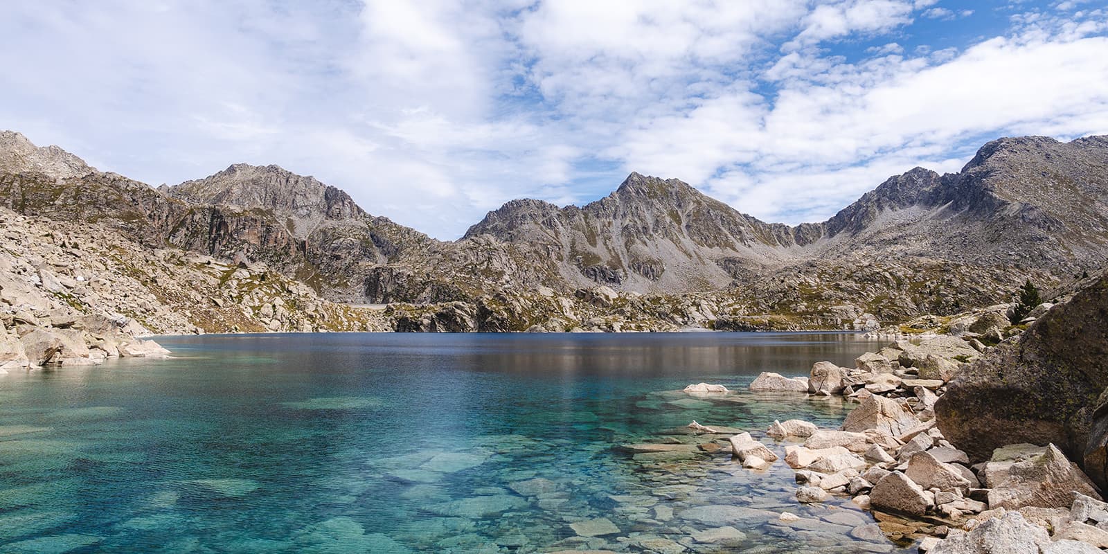 blue lake in the Pyrenees mountains