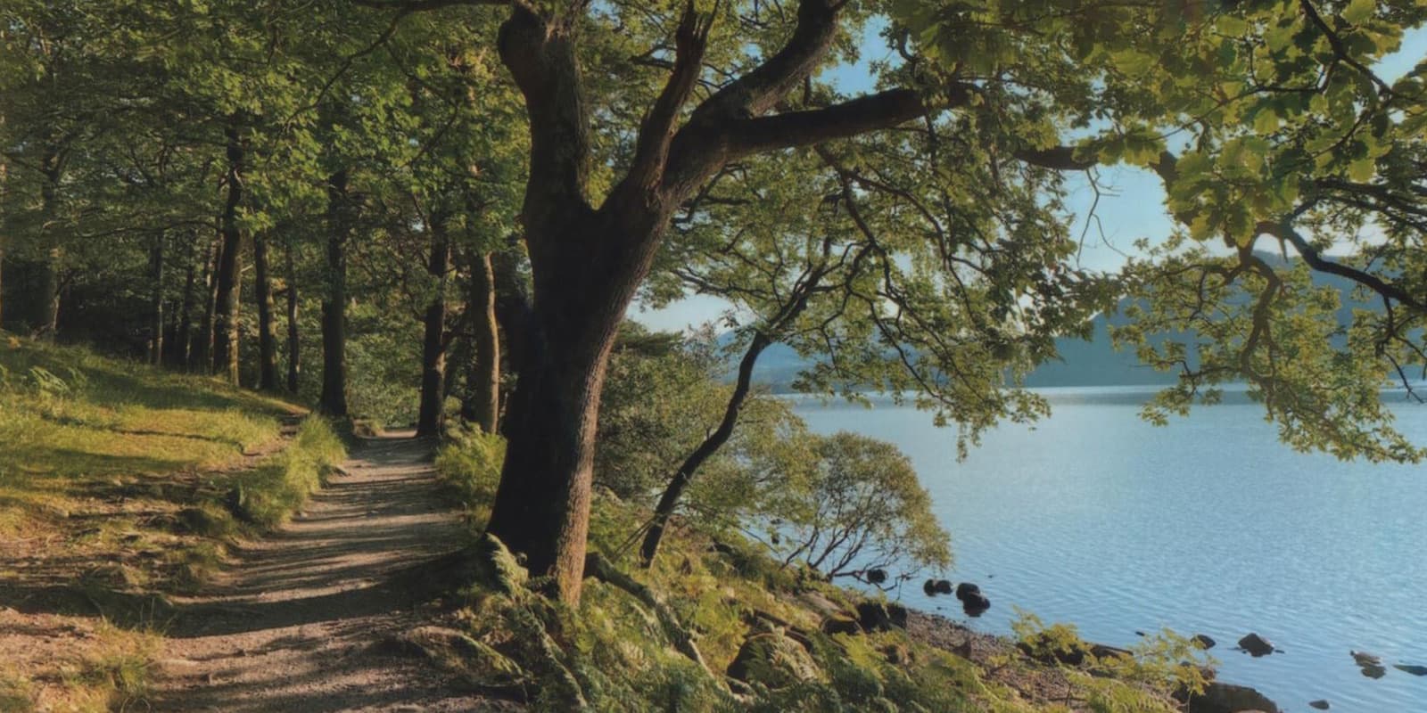 unpaved hiking trail near lake on the Cumbria way