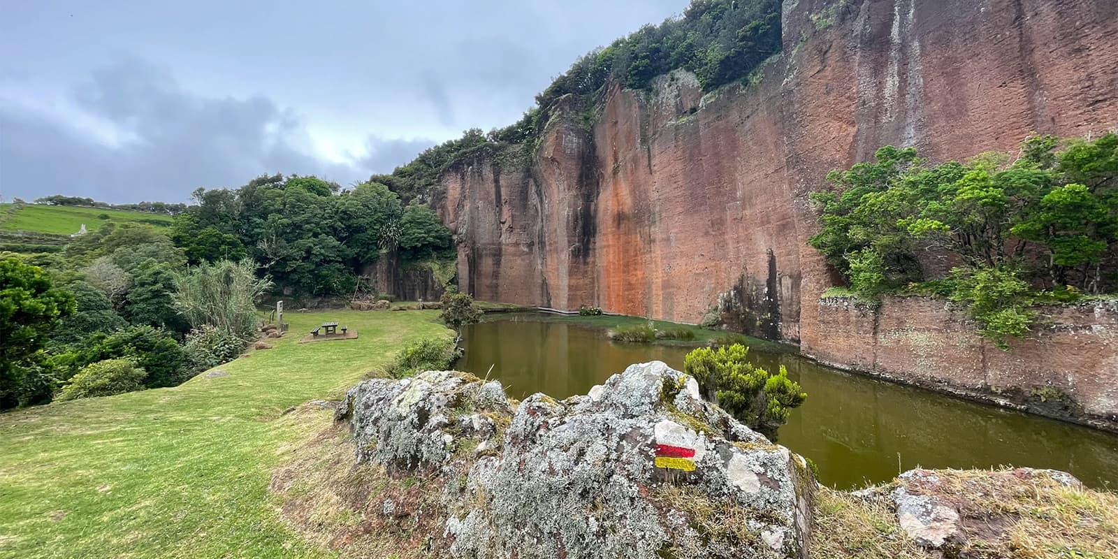 river near green field on the Azores