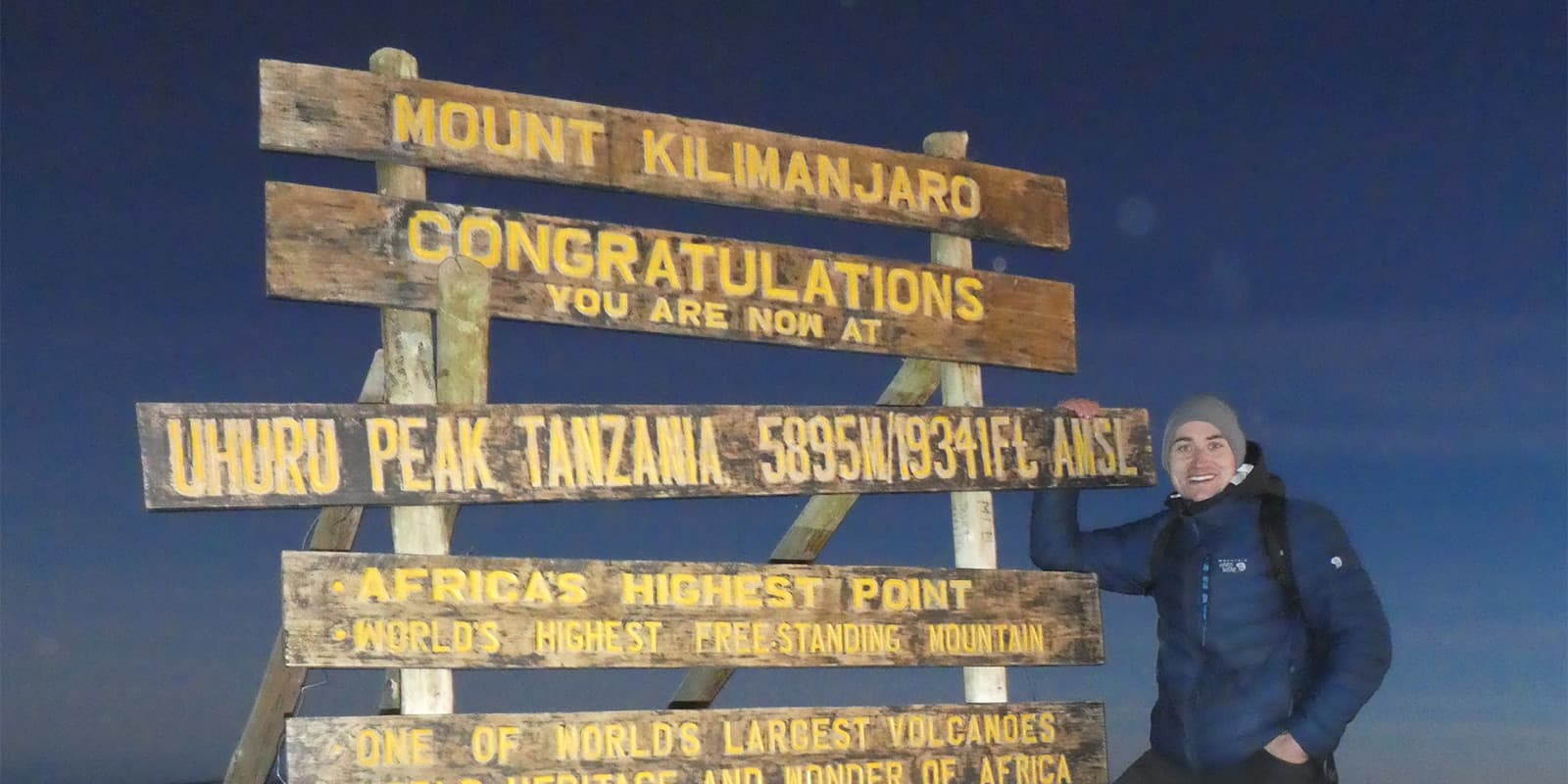 person on top of mount kilimanjaro