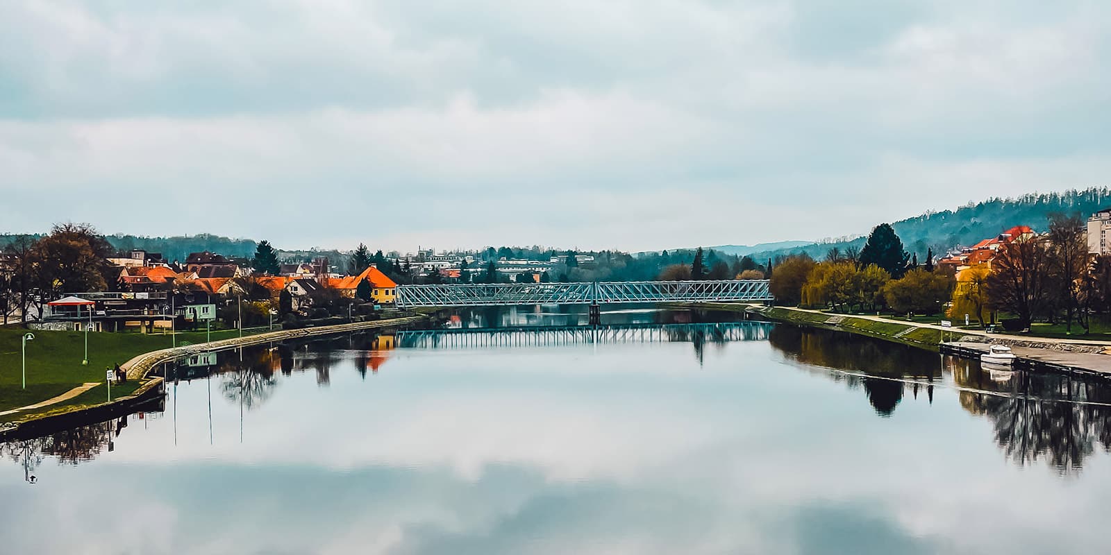 river running through small town in the Czech republic