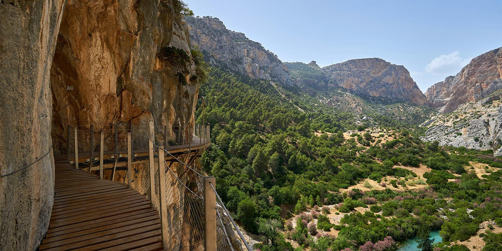 wooden footbridge on the Caminito del Rey near Malaga