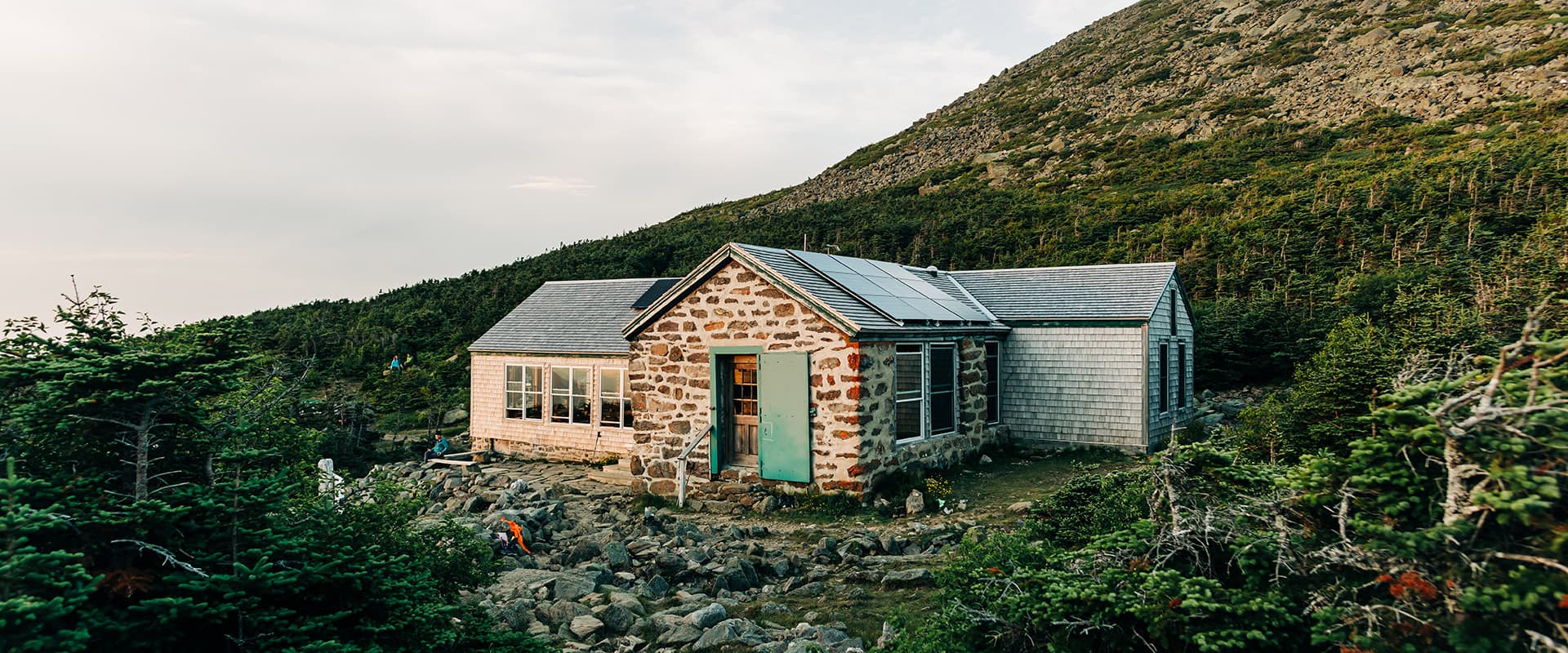 Madison spring hut captured in soft light on the Appalachian hut to hut tour