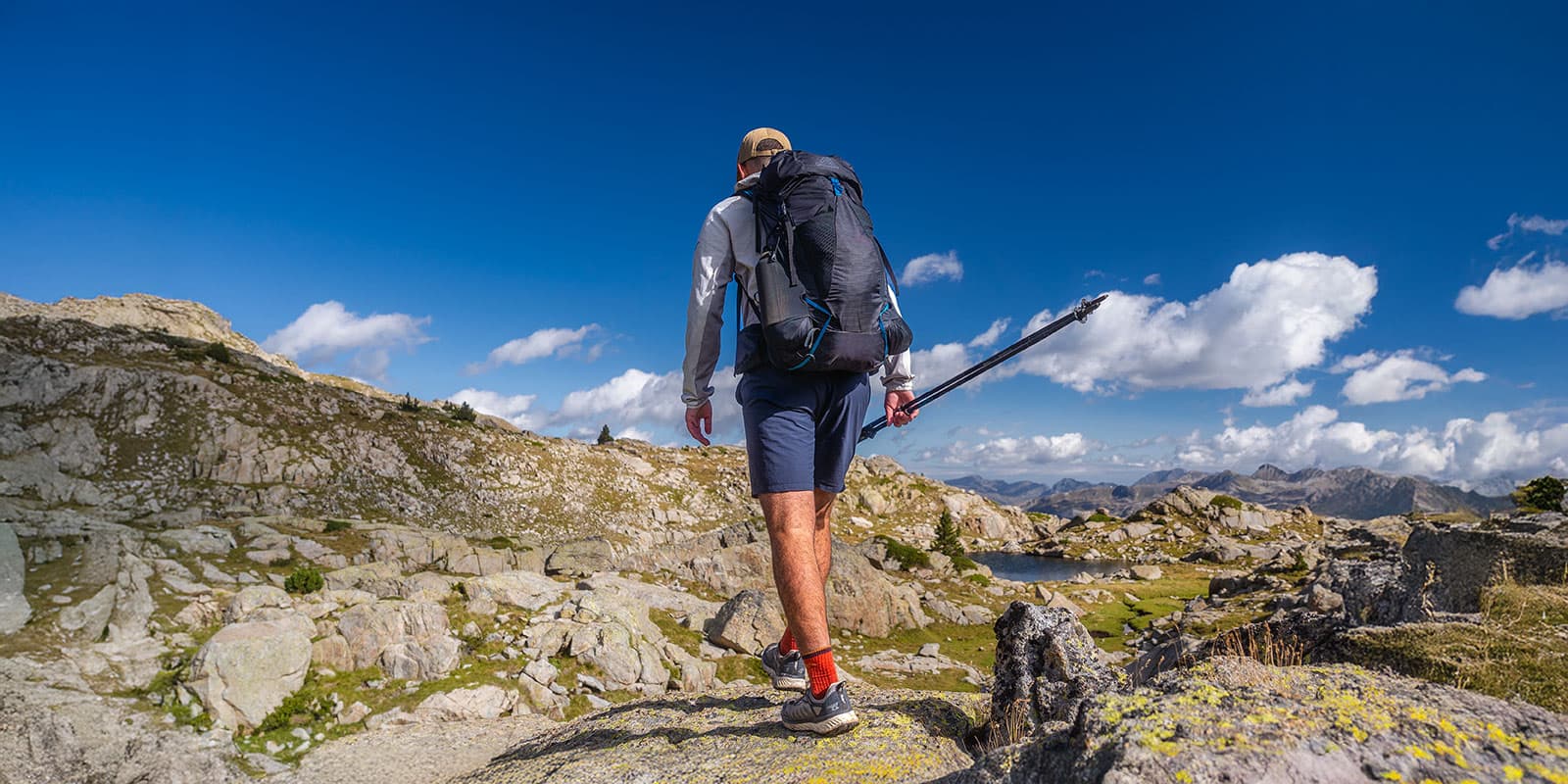 person hiking in catalonia with gregory backpack