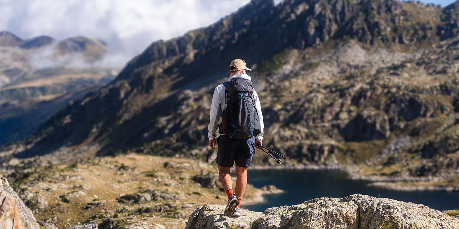 person hiking in catalonia with gregory backpack