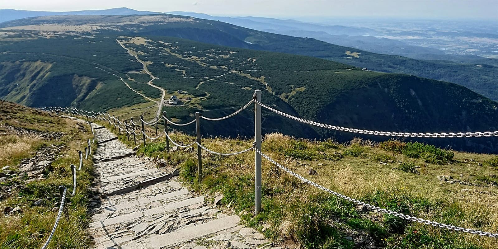 footpath of stone steps in mountains