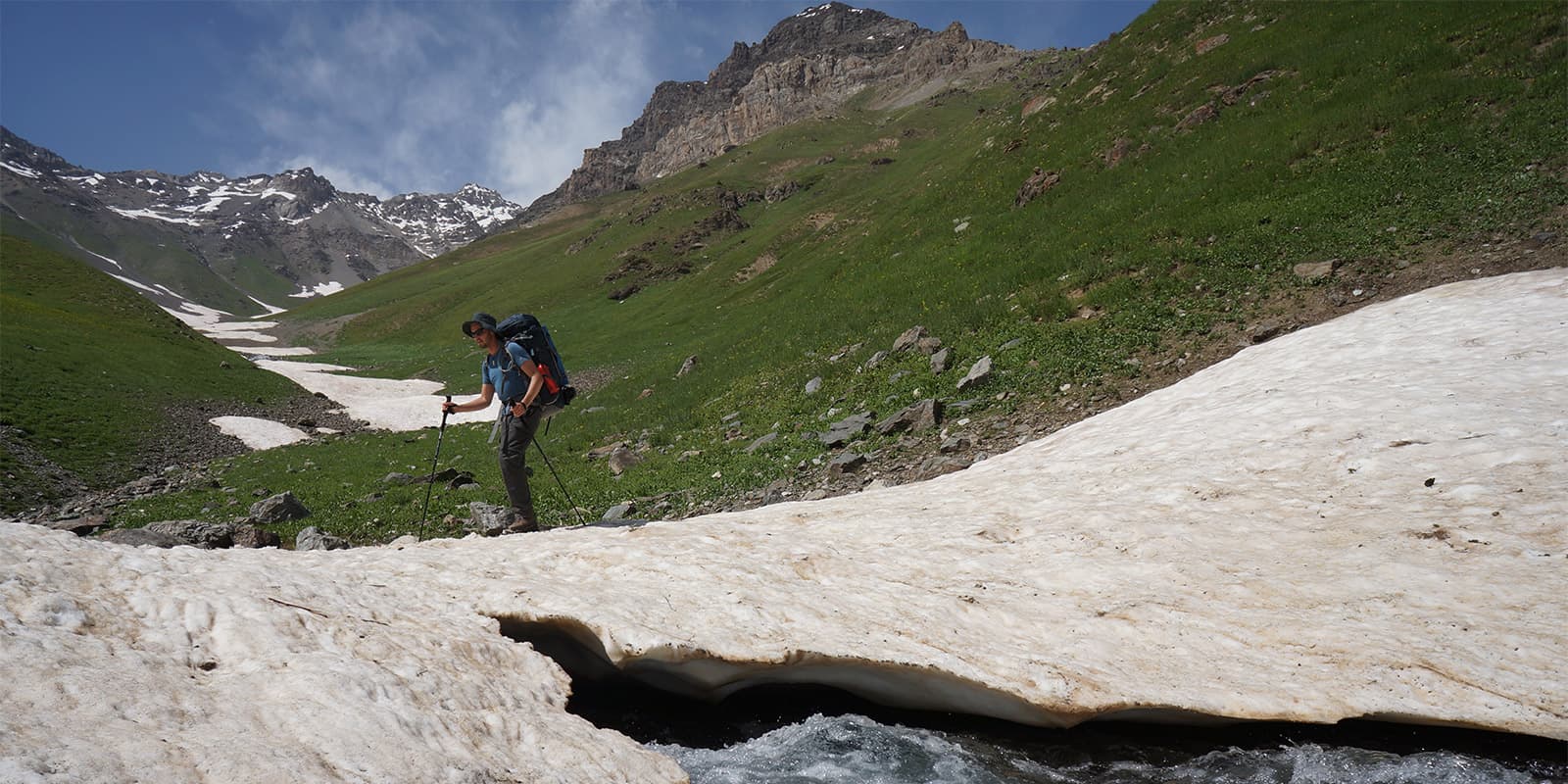 person hiking on the Pamir Trail in Tajikistan