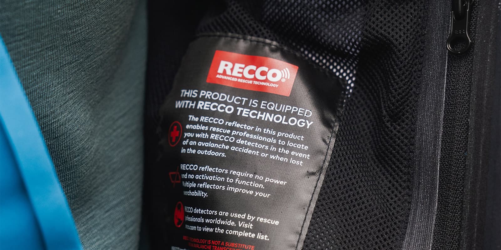 recco technology inside rain jacket