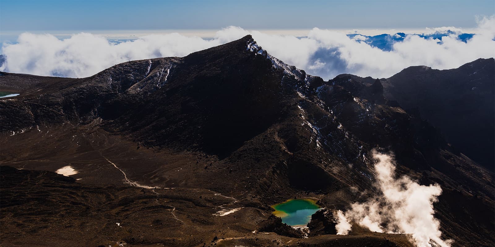 volcanic landscape in New Zealand on the Tongariro Northern Circuit