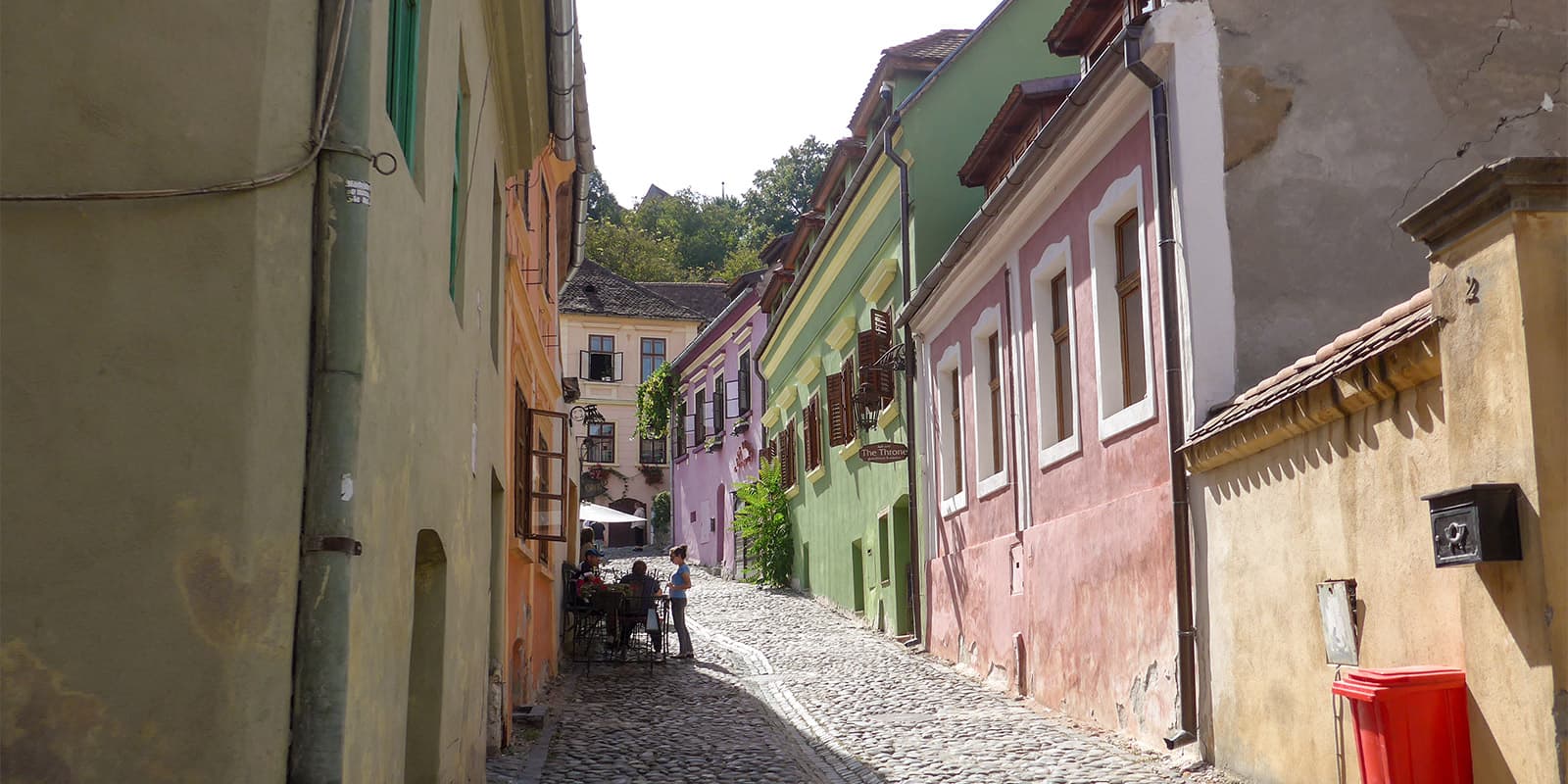 colored houses in Romanian town