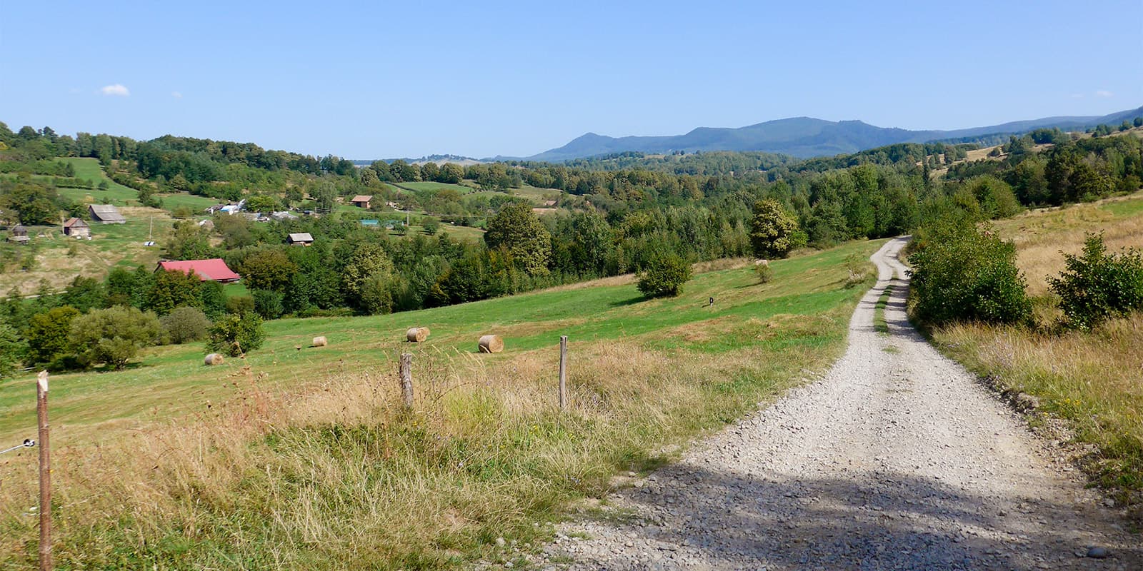 gravel road in the Romanian countryside on the Via Transilvanica