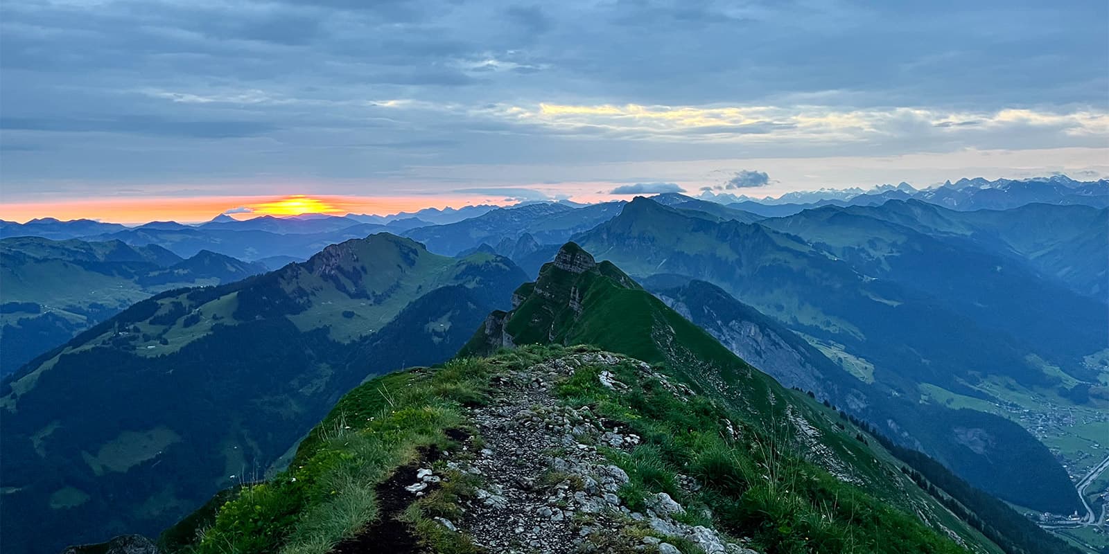 sunrise hike on the Voralberg hut-to-hut tour