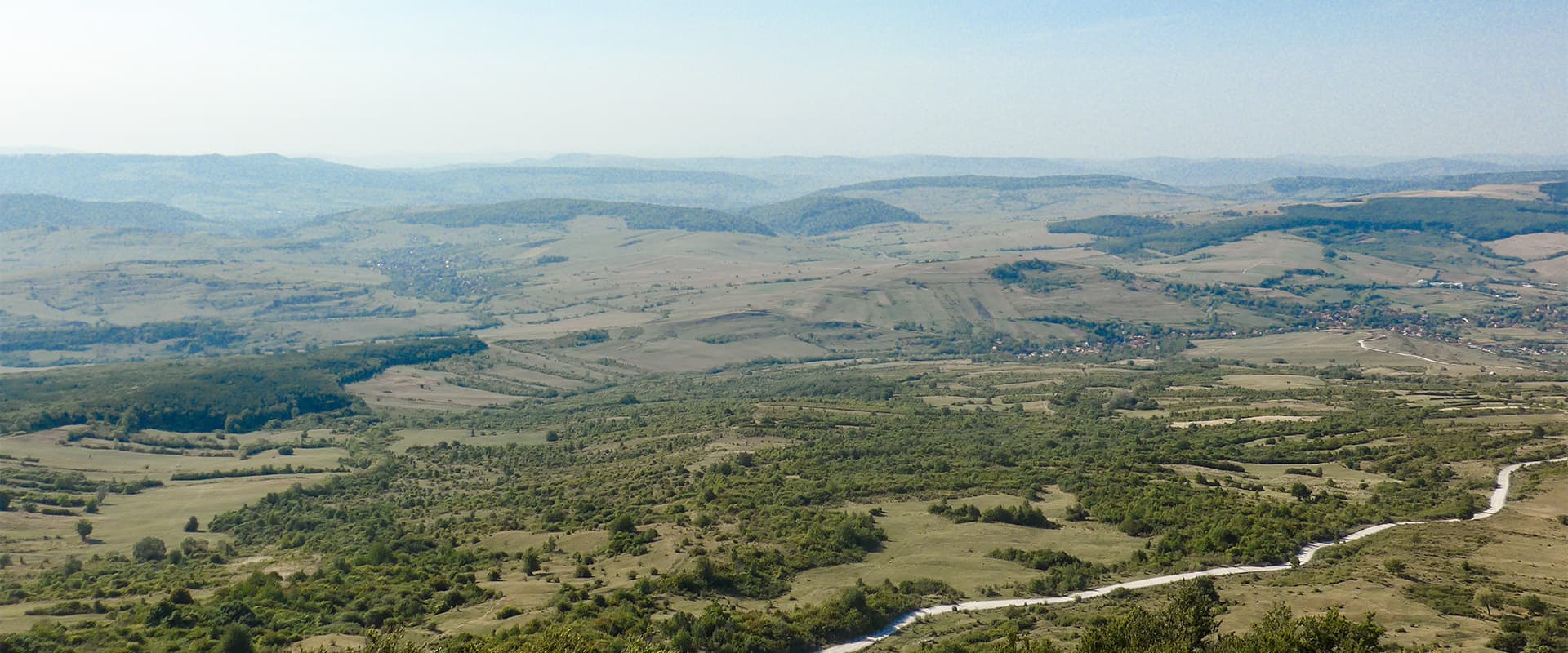 panorama of Romanian countryside on the Via Transilvanica