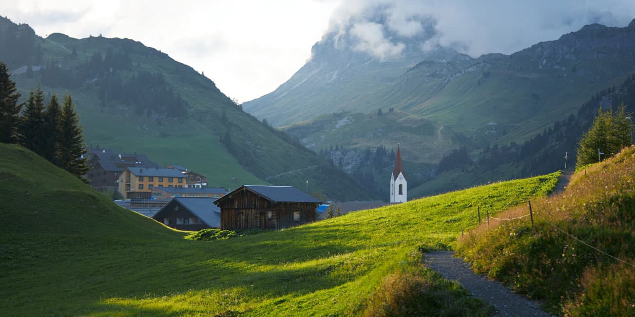 town of Warth, Austria on the Lechweg