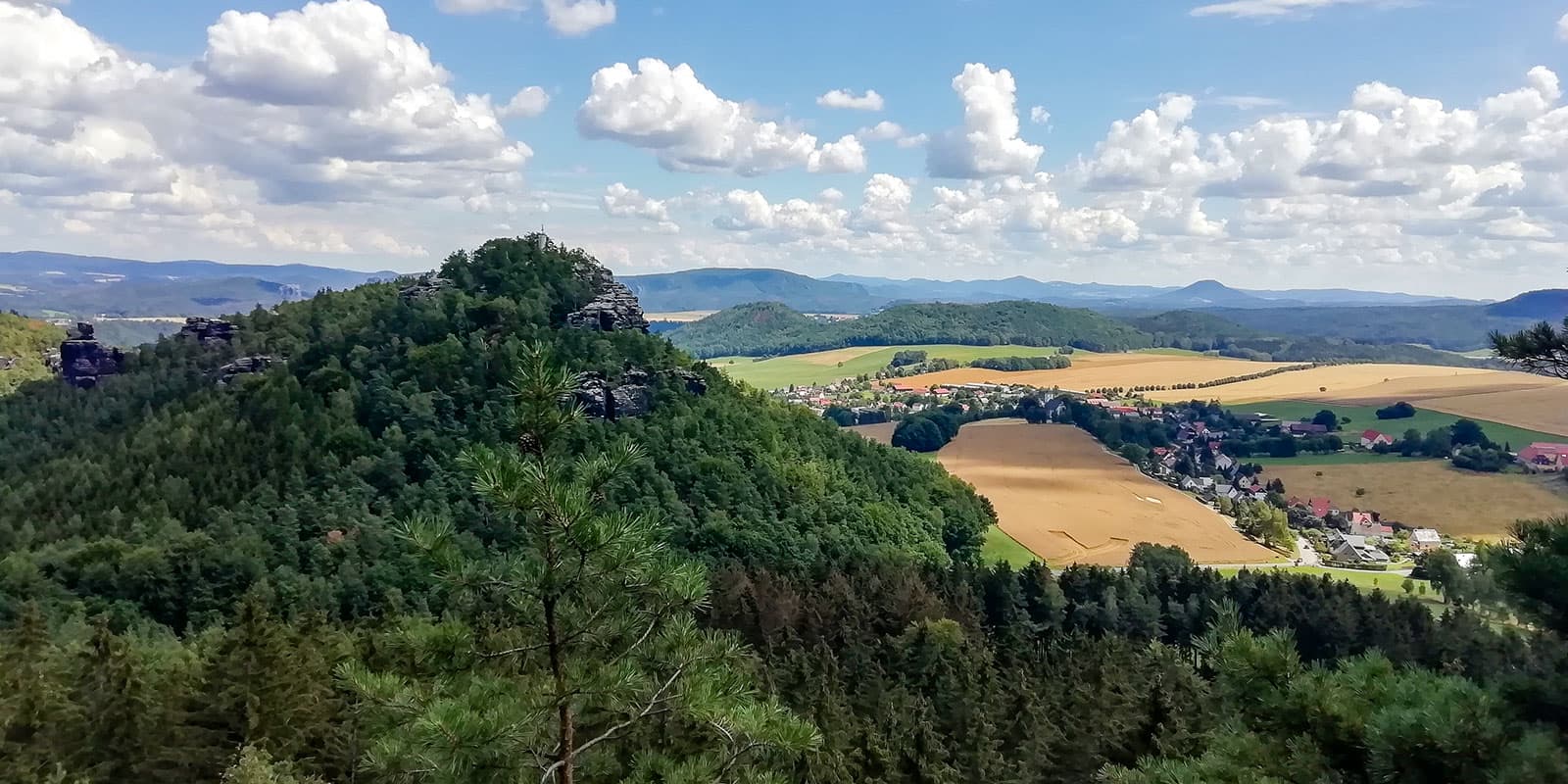 green hills and countryside of Germany on the Forststeig